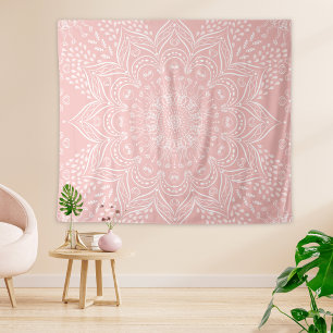 Elegant Girly Boho Light Pink Mandala Wandteppich