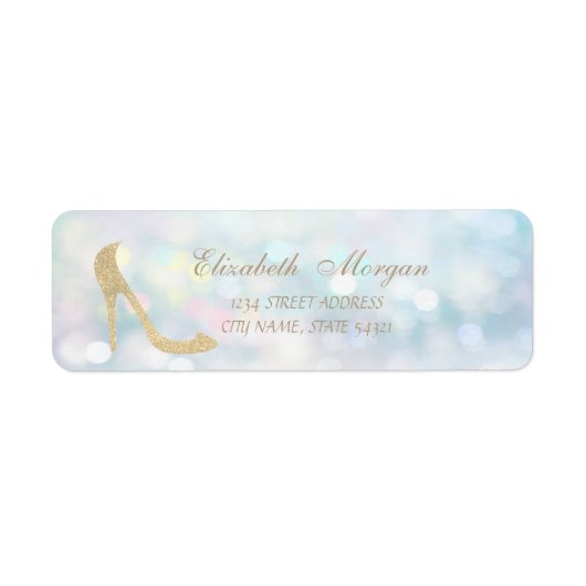 Elegant Girly Bokeh, Glitzer High Heel-Adresse (Vorne)