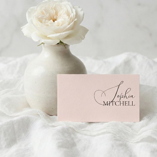 Elegant Girly Calligraphy Minimal Blush Pink Visitenkarte