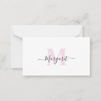 Elegant Girly Chic Blush Pink Monogram Mitteilungskarte