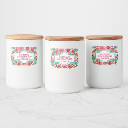 Elegant Girly Chic Floral Custom Cookies Lebensmitteletikett (Flaschen)