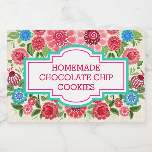 Elegant Girly Chic Floral Custom Cookies Lebensmitteletikett (Einzelnes Label)