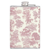 Elegant Girly Chic Rosa Rosa Toile Name Flachmann (Rückseite)