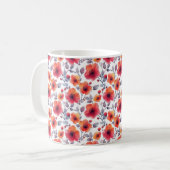 Elegant Girly Chic Stilvolle Moderne Rote Blume Kaffeetasse (Vorderseite Links)