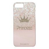 Elegant Girly Crown Princess, Glitzer Bokeh Case-Mate iPhone Hülle (Rückseite)