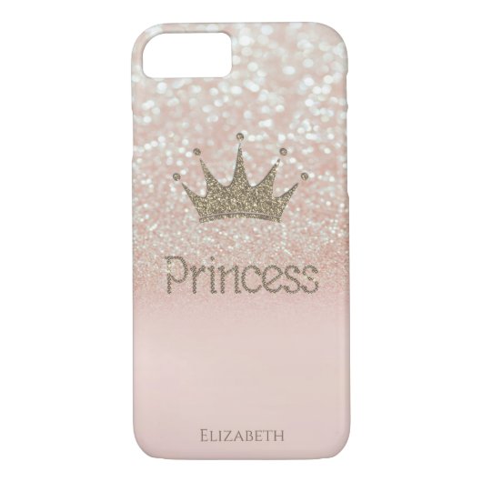 Elegant Girly Crown Princess, Glitzer Bokeh Case-Mate iPhone Hülle (Rückseite)