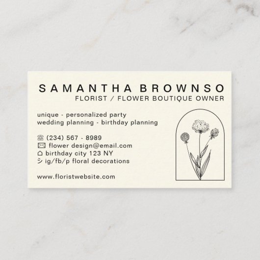 Elegant Girly Dandelion Blume Florist Floral Visitenkarte (Rückseite)