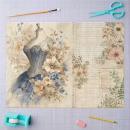 Elegant Girly Ephemera Cottagecore Floral Collage Seidenpapier