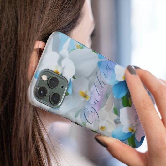 Elegant Girly Floral Blue Custom Personalisiert Case-Mate iPhone Hülle