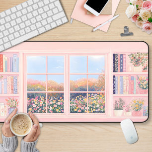 Elegant Girly Floral Bookish Schreibtischunterlage