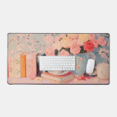 Elegant Girly Floral Bookish Schreibtischunterlage (Tastatur & Maus)