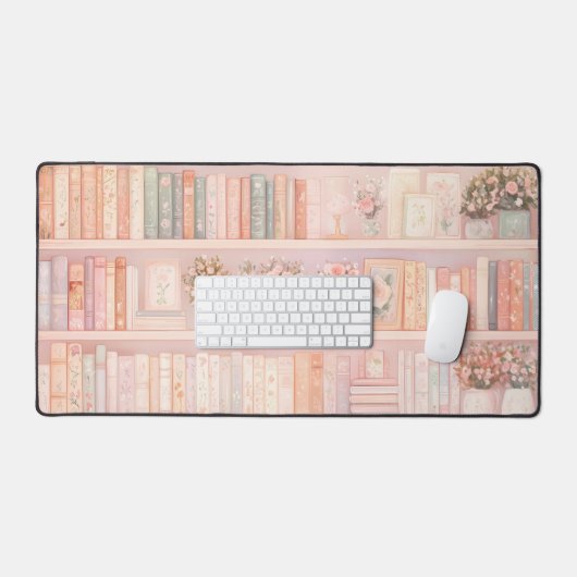 Elegant Girly Floral Bookish Schreibtischunterlage (Tastatur & Maus)
