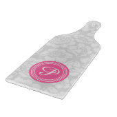 Elegant Girly Floral Gray & Pink Personalisiert Schneidebrett (Ecke)