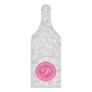 Elegant Girly Floral Gray & Pink Personalisiert Schneidebrett