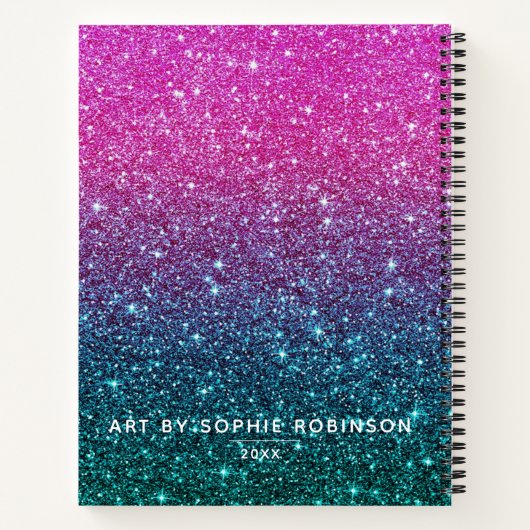 Elegant Girly Glitzer Artist Sketchbook Notizblock (Rückseite)