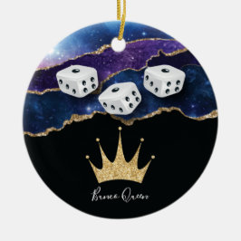 Elegant Girly Glitzer Bunco Dice Queen Keramik Ornament