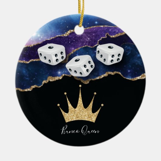 Elegant Girly Glitzer Bunco Dice Queen Keramik Ornament (Vorne)