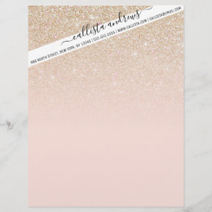 Elegant Girly Gold Rose Rosa Glitzer Ombre Briefbogen
