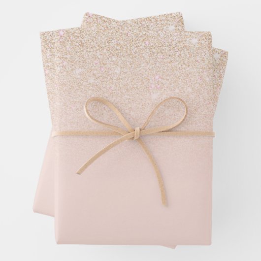 Elegant Girly Gold Rose Rosa Glitzer Ombre Geschenkpapier Set (Beispiel)