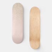 Elegant Girly Gold Rose Rosa Glitzer Ombre Skateboard (Vorderseite)
