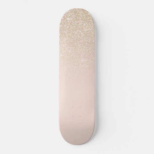 Elegant Girly Gold Rose Rosa Glitzer Ombre Skateboard (Vorderseite)
