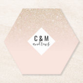 Elegant Girly Gold Rose Rosa Glitzer Ombre Untersetzer (Vorderseite)