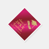Elegant Girly Hot Pink und Gold 2025 Abschluss Serviette (Ecke)