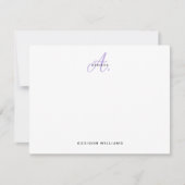 Elegant Girly Lavender Script Monogram Mitteilungskarte (Vorderseite)