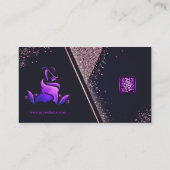 Elegant Girly Lila Navy Glitzer QR Code Visitenkarte (Rückseite)