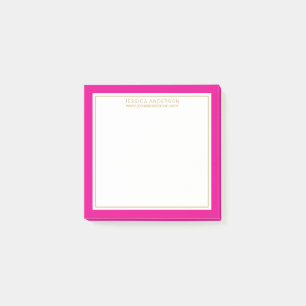 Elegant & Girly Magenta/White/Gold Personalisiert Post-it Klebezettel