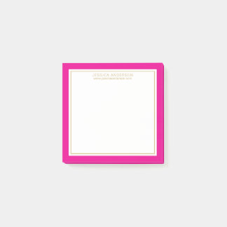 Elegant & Girly Magenta/White/Gold Personalisiert Post-it Klebezettel