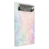 Elegant Girly Mit Monogramm Pastel Rainbow Feather Mini Klemmbrett (Schrägansicht)