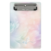 Elegant Girly Mit Monogramm Pastel Rainbow Feather Mini Klemmbrett (Vorderseite)