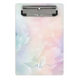 Elegant Girly Mit Monogramm Pastel Rainbow Feather Mini Klemmbrett