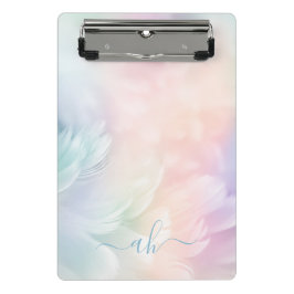 Elegant Girly Mit Monogramm Pastel Rainbow Feather Mini Klemmbrett