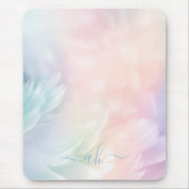 Elegant Girly Mit Monogramm Pastel Rainbow Feather Mousepad (Vorne)