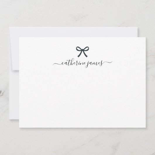 Elegant Girly Monogram Name Script Niedlich Ribbon Mitteilungskarte (Vorderseite)
