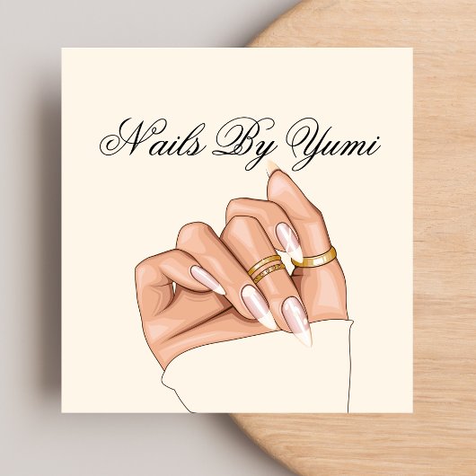 Elegant Girly Nail Salon Nageltechniker Manicure Quadratische Visitenkarte