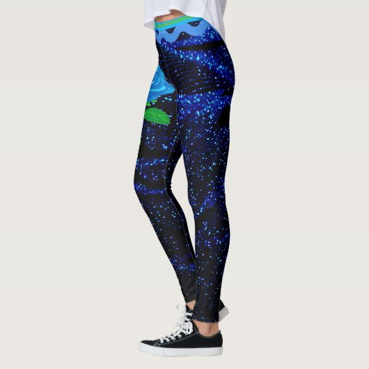 Elegant Girly Navy Blue Sparkle Glitzer Abstrakt Leggings (Links)