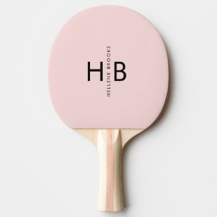 Elegant Girly Pink & Black Initial Monogram Tischtennis Schläger