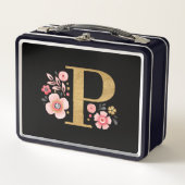 Elegant Girly Pink Floral Metall Brotdose (Vorderseite)