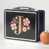 Elegant Girly Pink Floral Metall Brotdose (Beispiel)