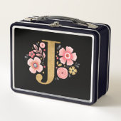 Elegant Girly Pink Floral Metall Brotdose (Vorderseite)