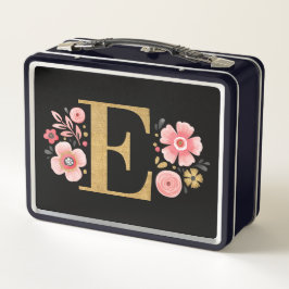 Elegant Girly Pink Floral Metall Brotdose