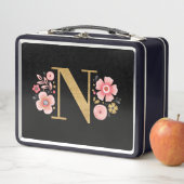 Elegant Girly Pink Floral Metall Brotdose (Beispiel)