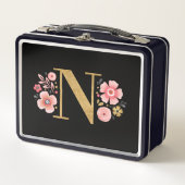 Elegant Girly Pink Floral Metall Brotdose (Vorderseite)