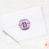 Elegant Girly Pink Glitzer Monogram Runder Aufkleber (Umschlag)