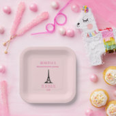 Elegant Girly Pink Paris Junggeselinnen-Abschied Pappteller (Party)