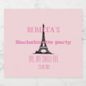 Elegant Girly Pink Paris Theme Junggeselinnen-Absc Schaumweinetikett (Einzelnes Label)