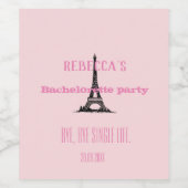 Elegant Girly Pink Paris Theme Junggeselinnen-Absc Weinetikett (Einzelnes Label)